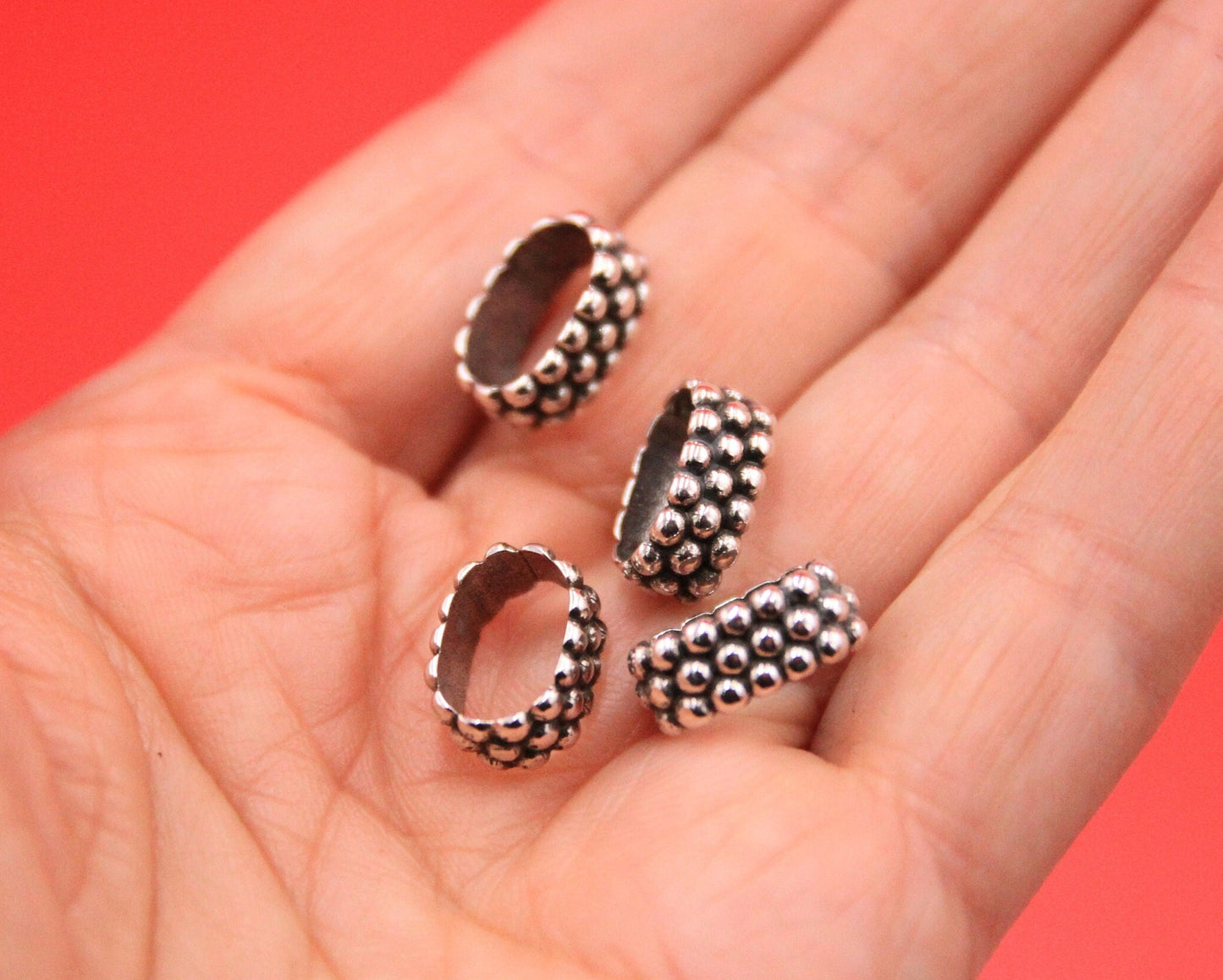 LS0102>> MADE IN EUROPE 4 zamak ring sliders, licorice ring slider, licorice slider rings, Qty4