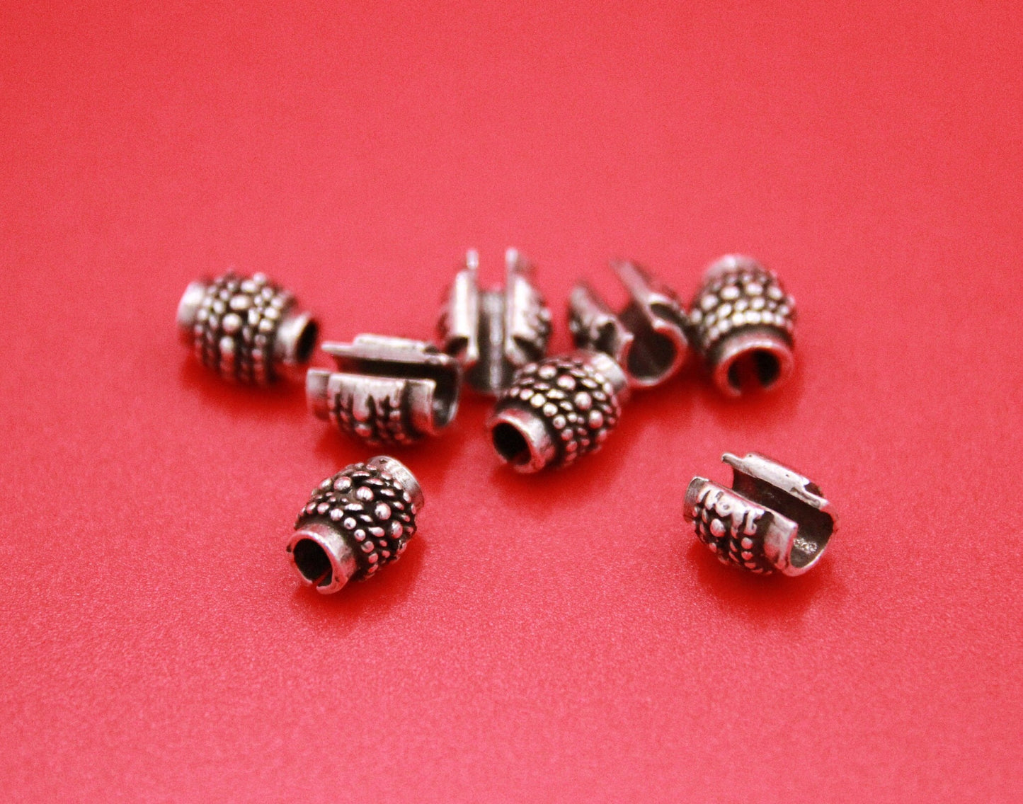 RS0171>>MADE in EUROPE 2 pewter crimp beads, pewter round cord sliders, 4mm cord crimp sliders, 4mm round cord slider beads, Qty2