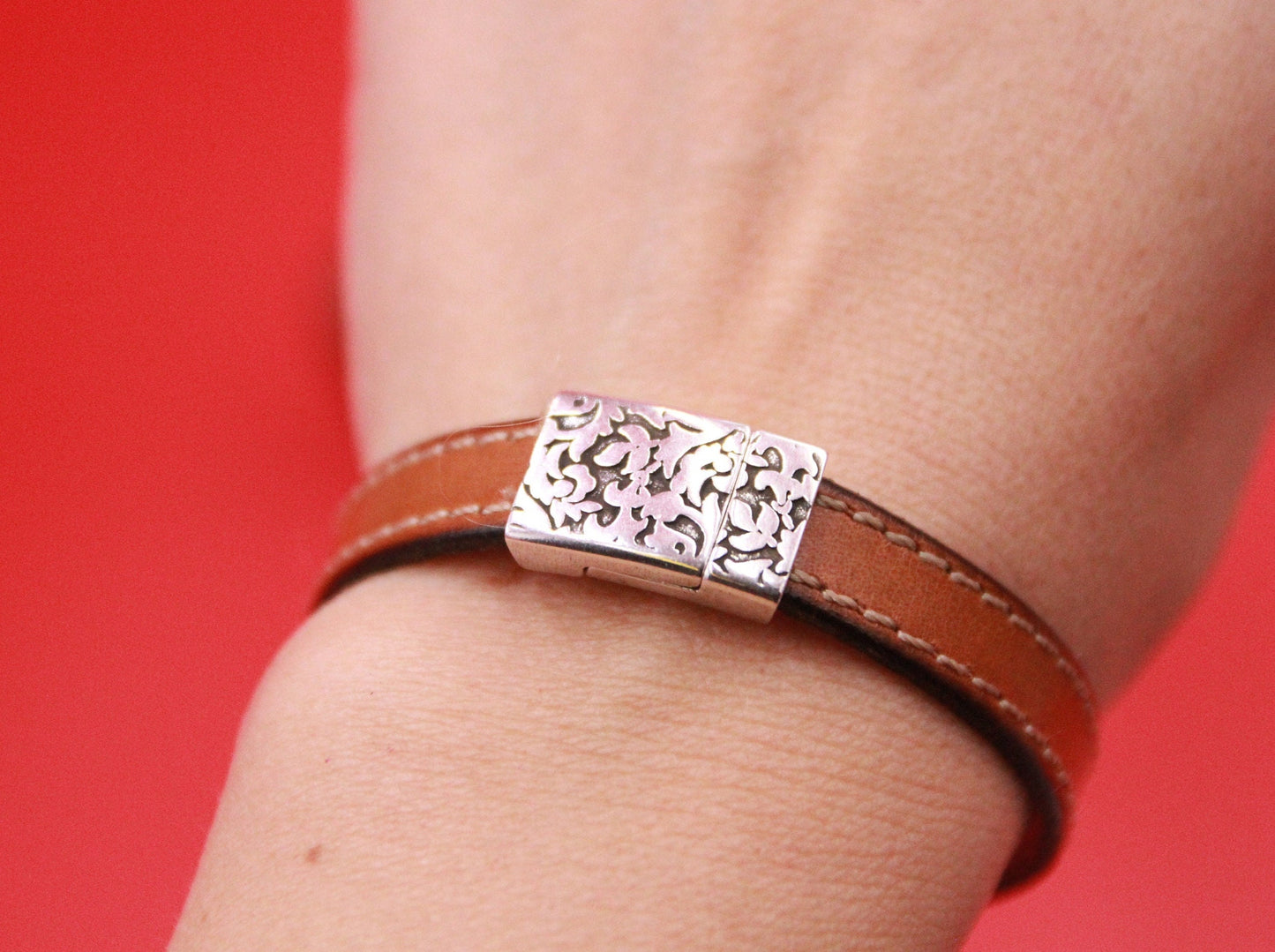 FC0388>>MADE in EUROPE zamak clasp, 10mm flat cord clasp, flat leather cord clasp, silver clasp  Qty1