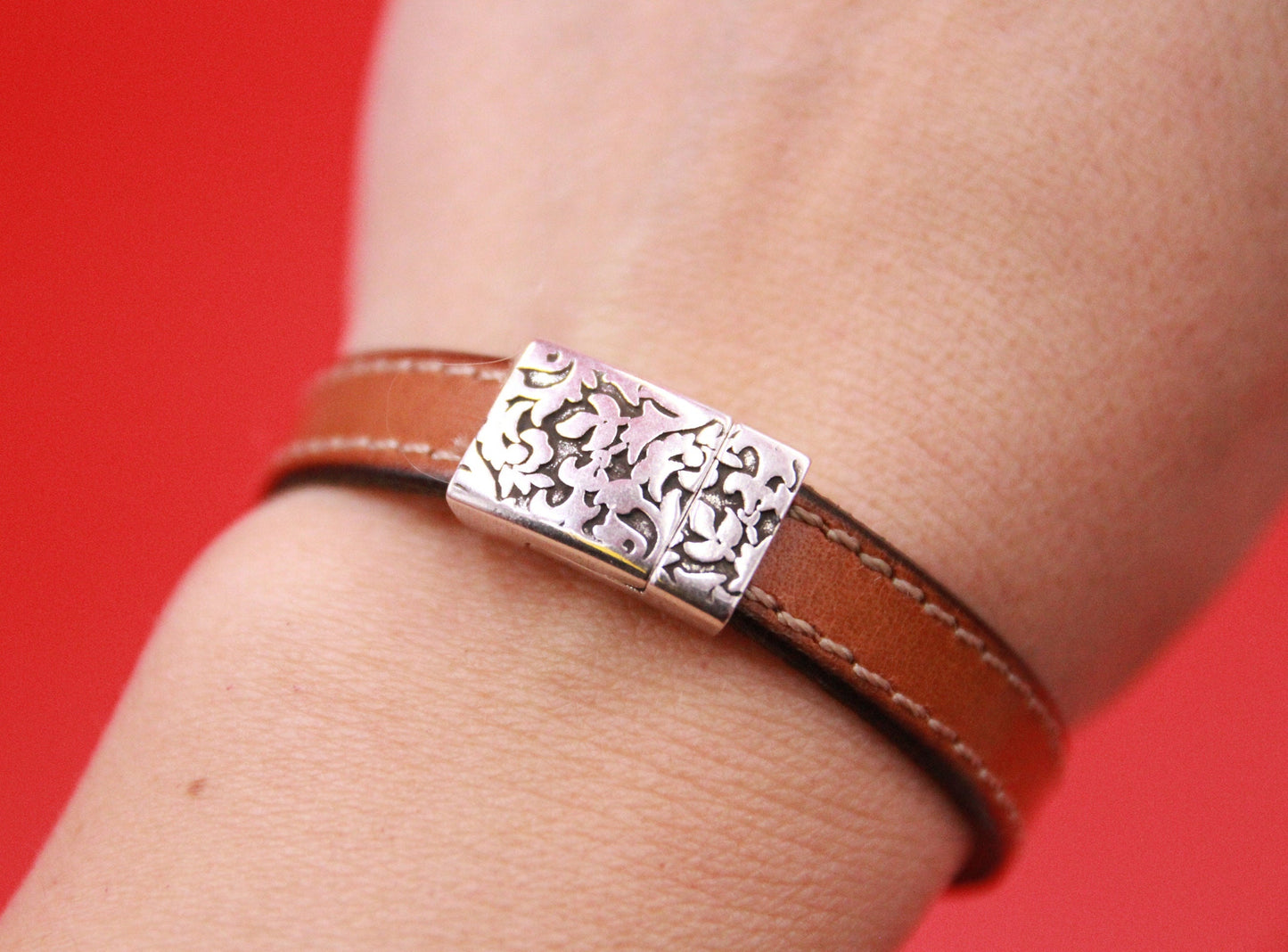 FC0388>>MADE in EUROPE zamak clasp, 10mm flat cord clasp, flat leather cord clasp, silver clasp  Qty1