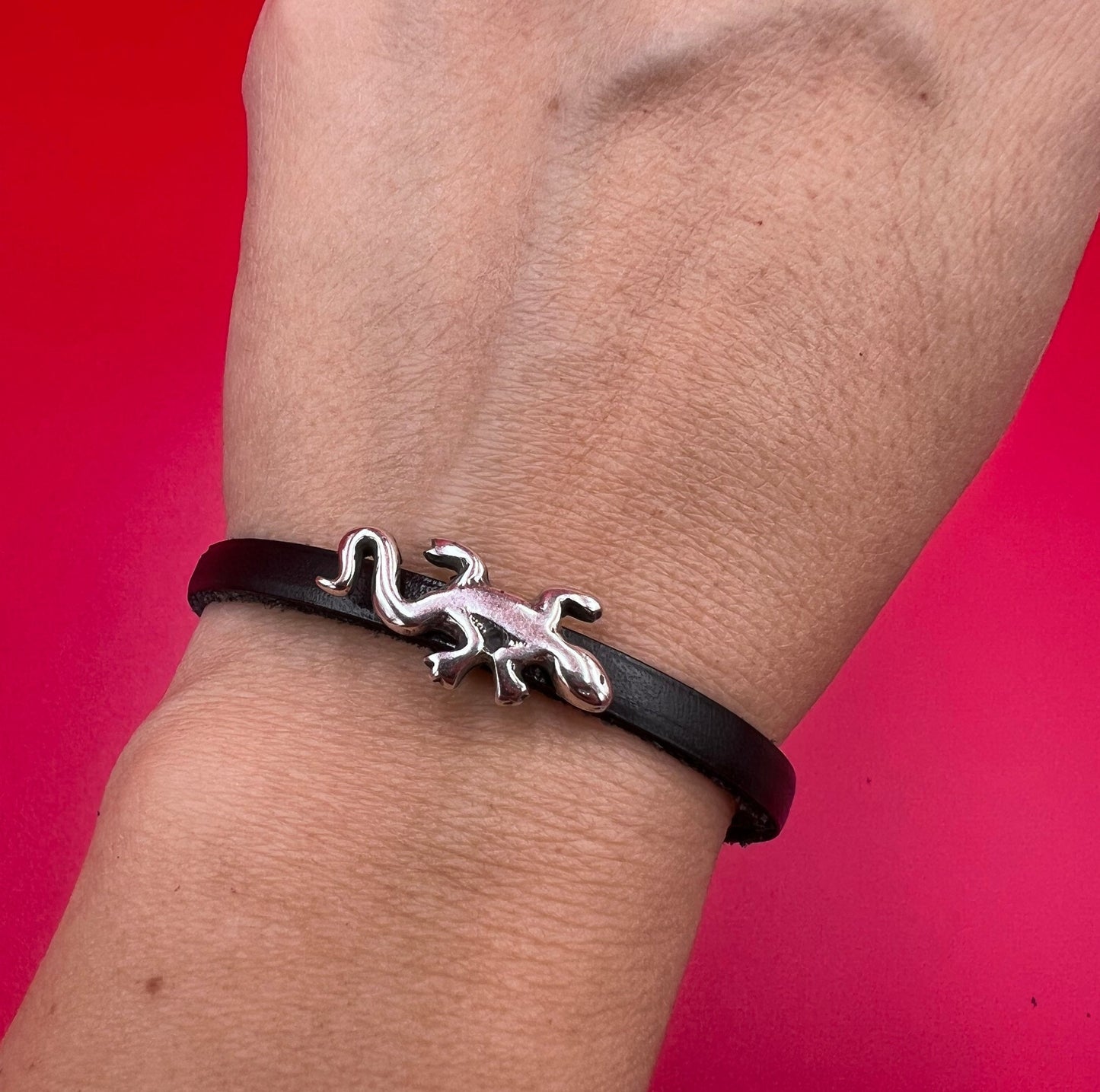 FS0550>>MADE in EUROPE 2 zamak lizard sliders, silver lizard sliders, 5mm flat cord lizard slider,qty2