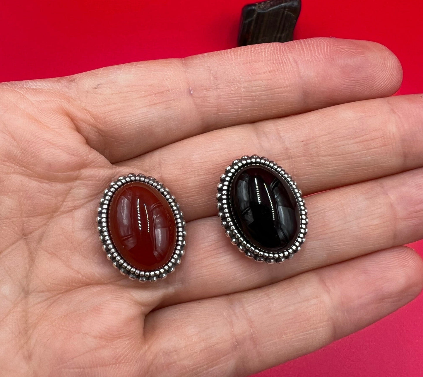FS0551>>MADE IN EUROPE zamak oval slider with natural gemstone, 10mm flat cord slider with natural stone cabochon, Qty1