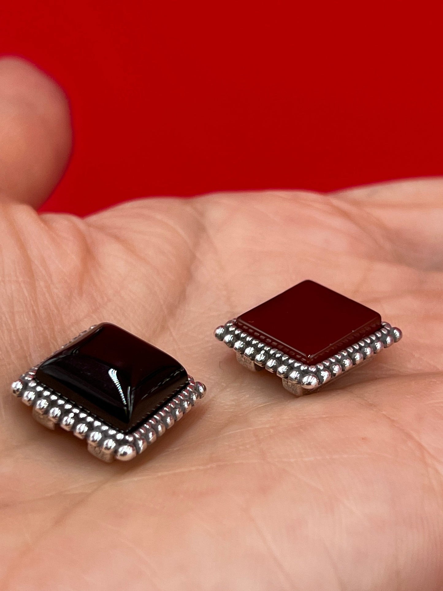 FS0554>>MADE IN EUROPE zamak square slider with natural gemstone, 10mm flat cord slider with natural stone cabochon, Qty1