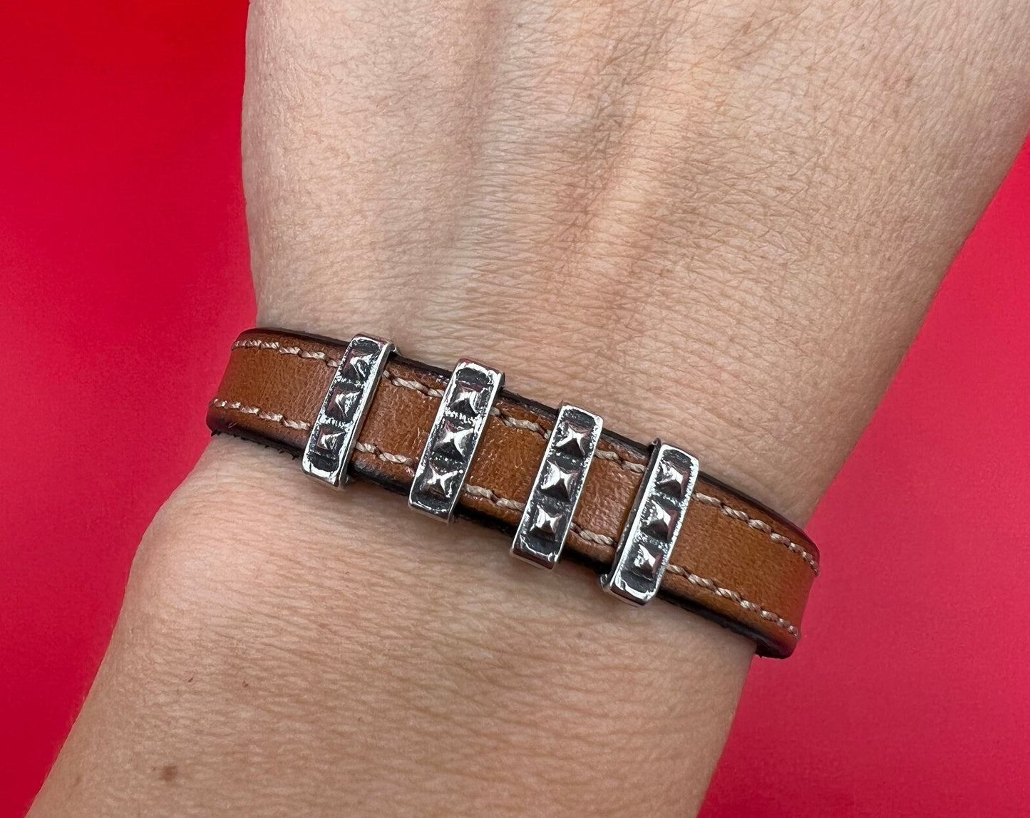 FS0555>>MADE in EUROPE 4 zamak slider bars, 10mm flat cord sliders, 10mm leather cord sliders, Qty4