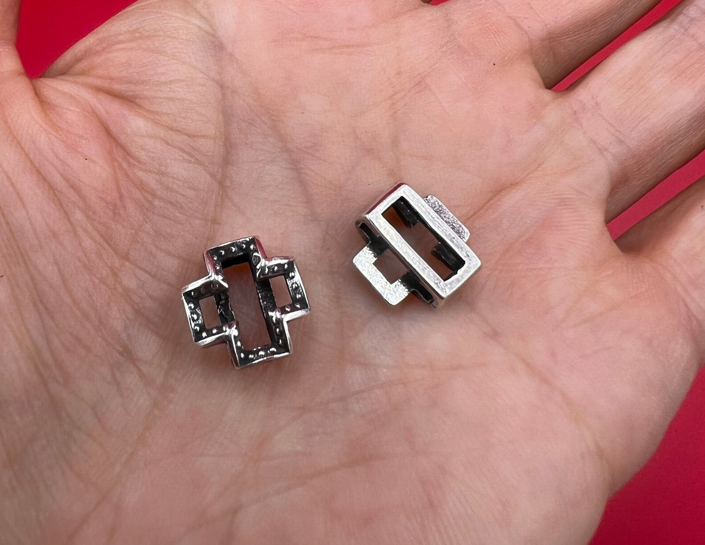 FS0557>>MADE in EUROPE 2 zamak cross sliders for 10mm flat cord, 10mm zamak slider, flat leather cord CROSS slider, Qty2