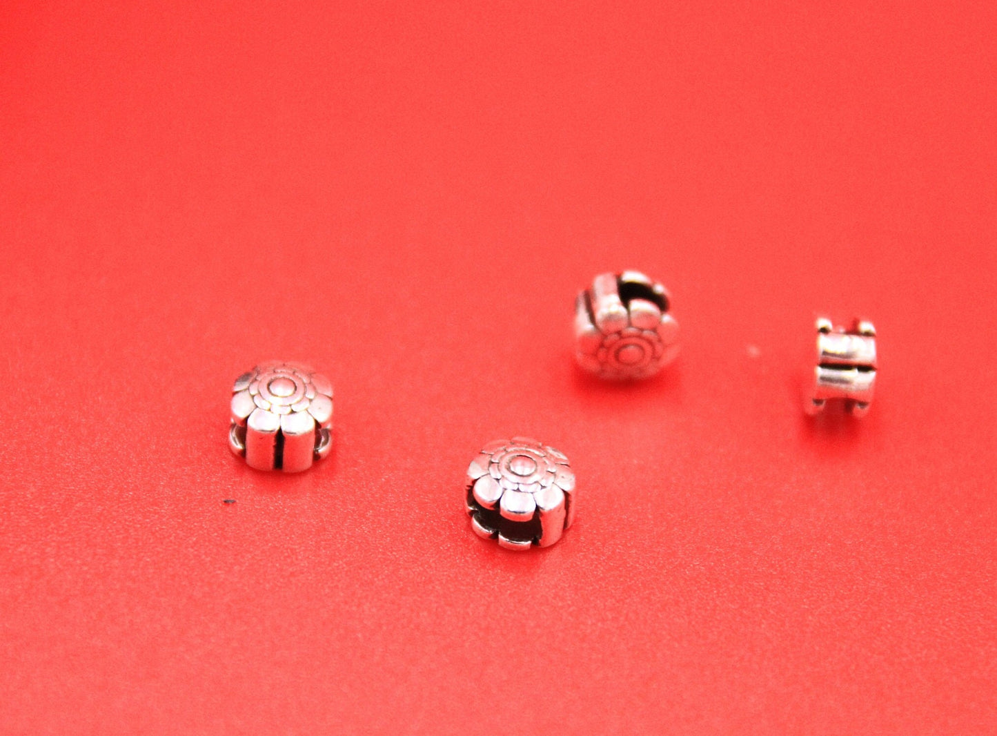 FS0562>>MADE in EUROPE 2 zamak flower sliders for 10mm or 5mm flat cord, zamak flower slider for flat cord Qty2
