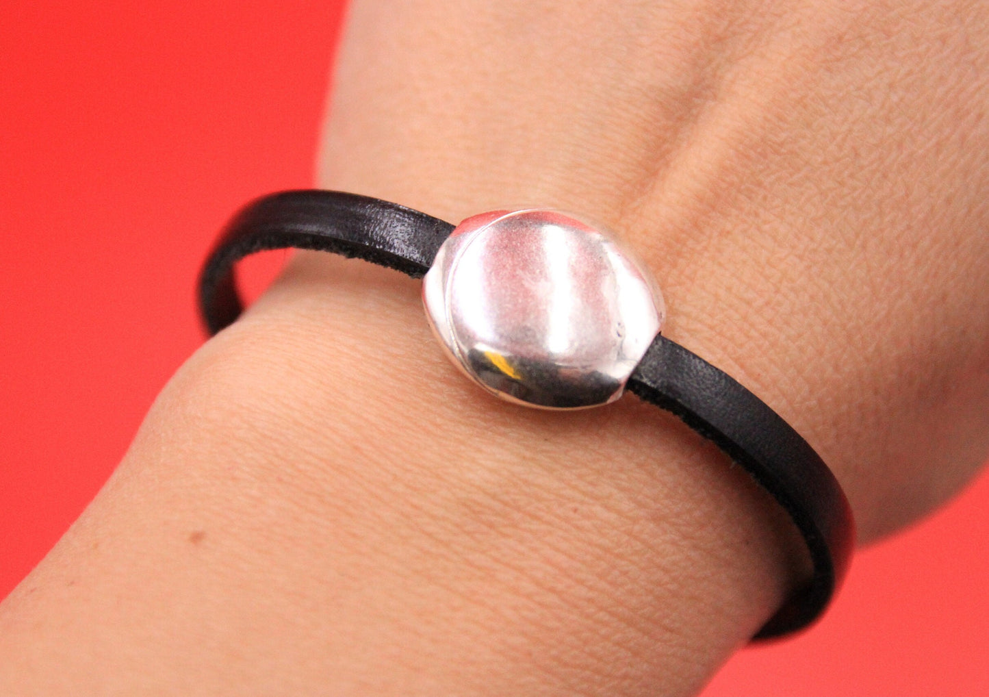 FC0393>>MADE in EUROPE zamak 5mm flat cord clasp, 5mm flat round clasp Qty1