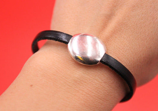 FC0393>>MADE in EUROPE zamak 5mm flat cord clasp, 5mm flat round clasp Qty1