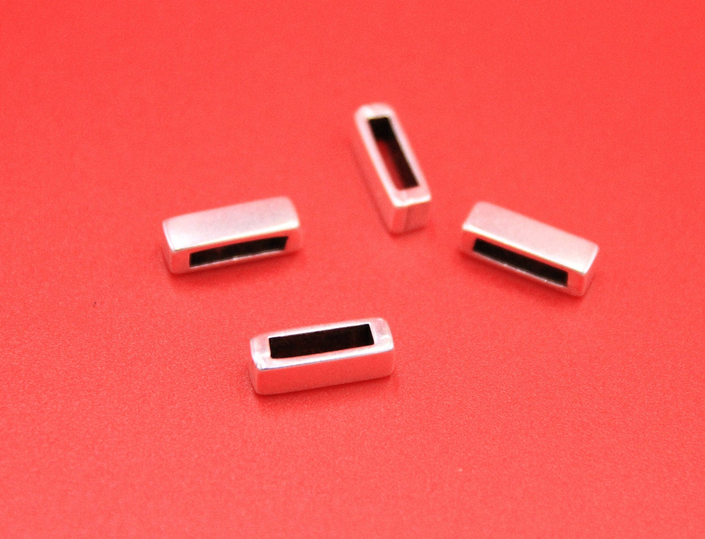 FS0583>>MADE in EUROPE 4 zamak slider bars, 10mm flat cord slider bars, 10mm leather cord simple sliders, zamak sliders (14009) Qty4