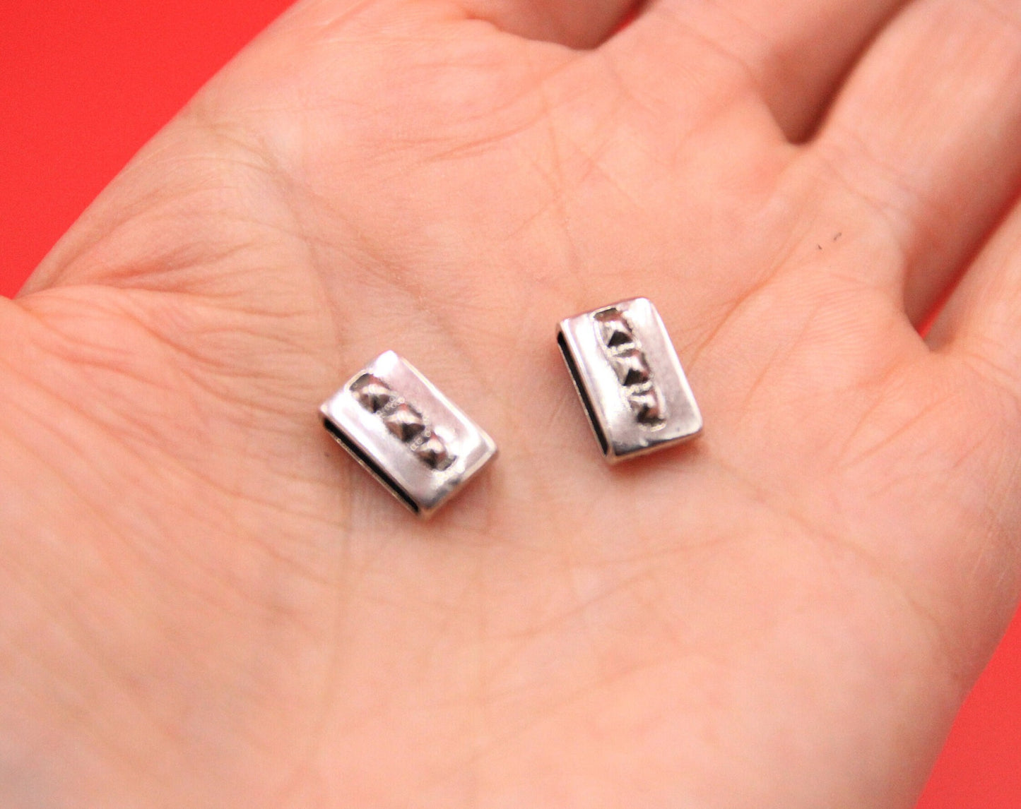 FS0569>>MADE in EUROPE 2 zamak sliders, 10mm flat cord sliders, 10mm leather cord sliders, zamak sliders (F722S) Qty2