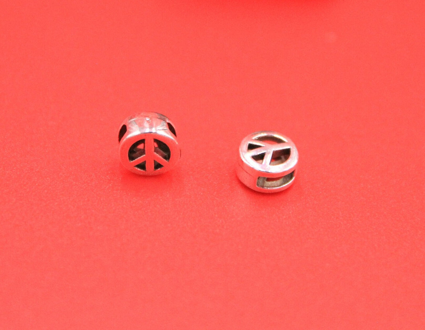 FS0573>>MADE in EUROPE 2 zamak PEACE sliders, 5mm flat cord peace sliders, (F648/8S)Qty2