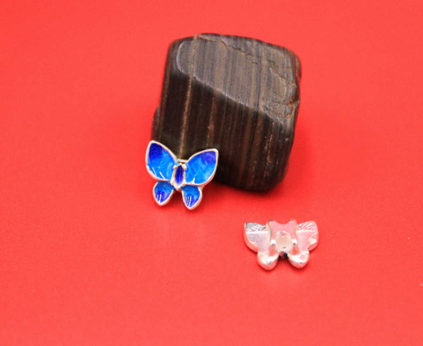 FS0576>> MADE in EUROPE 2 zamak butterfly sliders, zamak enameled sliders, 6mm cord butterfly sliders  qty2