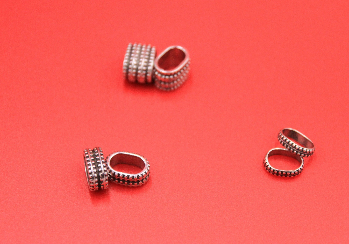 LS0100>> MADE IN EUROPE 2 Pewter ring crimp sliders, licorice ring slider, licorice slider rings, Qty2