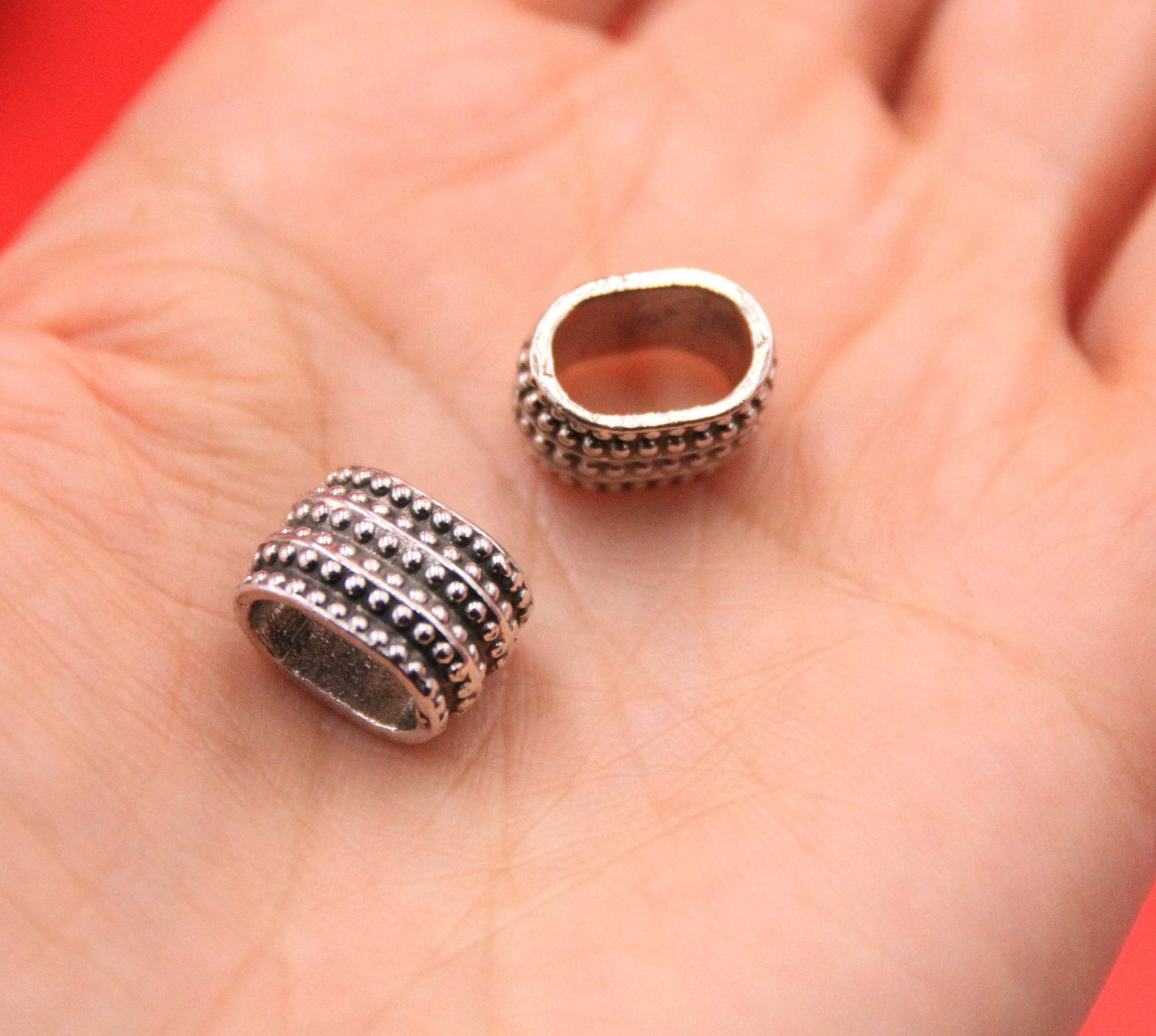 LS0100>> MADE IN EUROPE 2 Pewter ring crimp sliders, licorice ring slider, licorice slider rings, Qty2