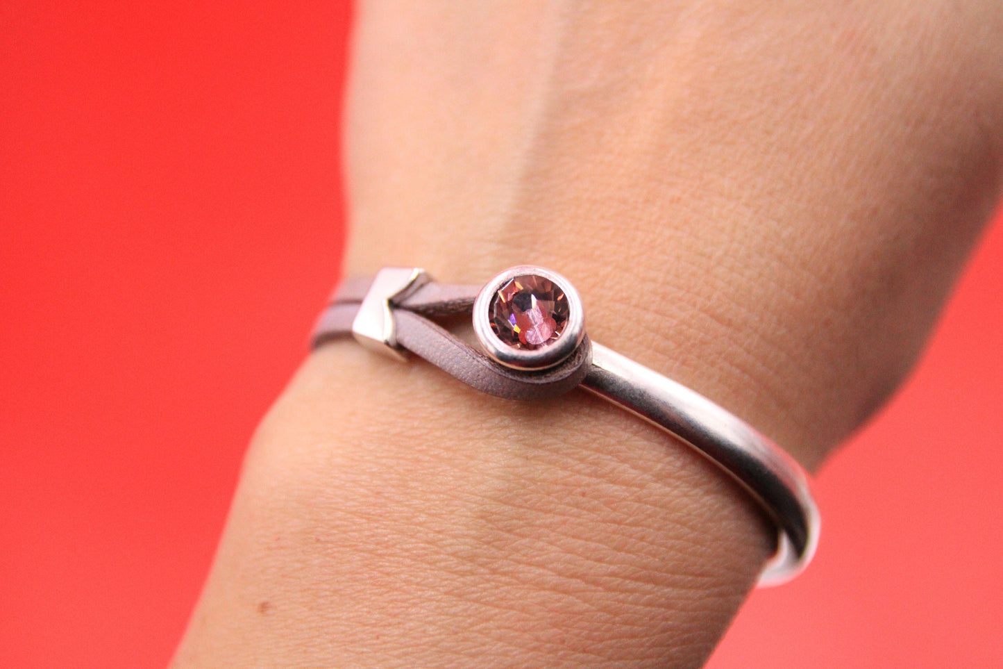 B0101>>MADE in EUROPE zamak half bracelet with Swarovski crystal, flat cord half bracelet with slider, qty1set