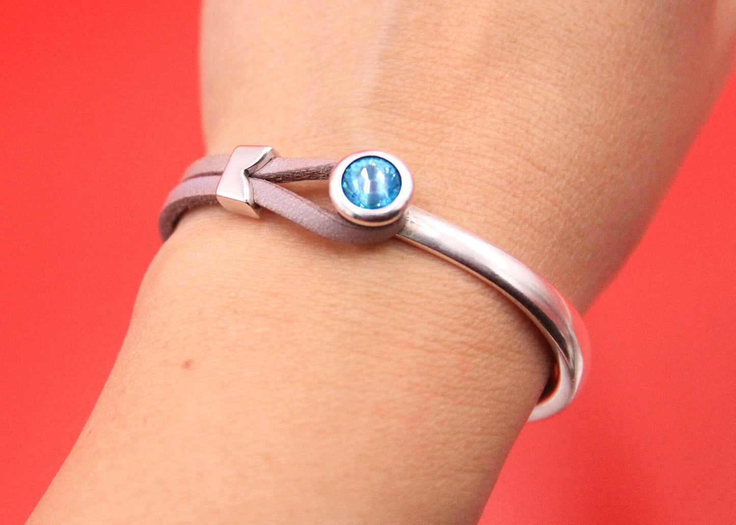 B0101>>MADE in EUROPE zamak half bracelet with Swarovski crystal, flat cord half bracelet with slider, qty1set