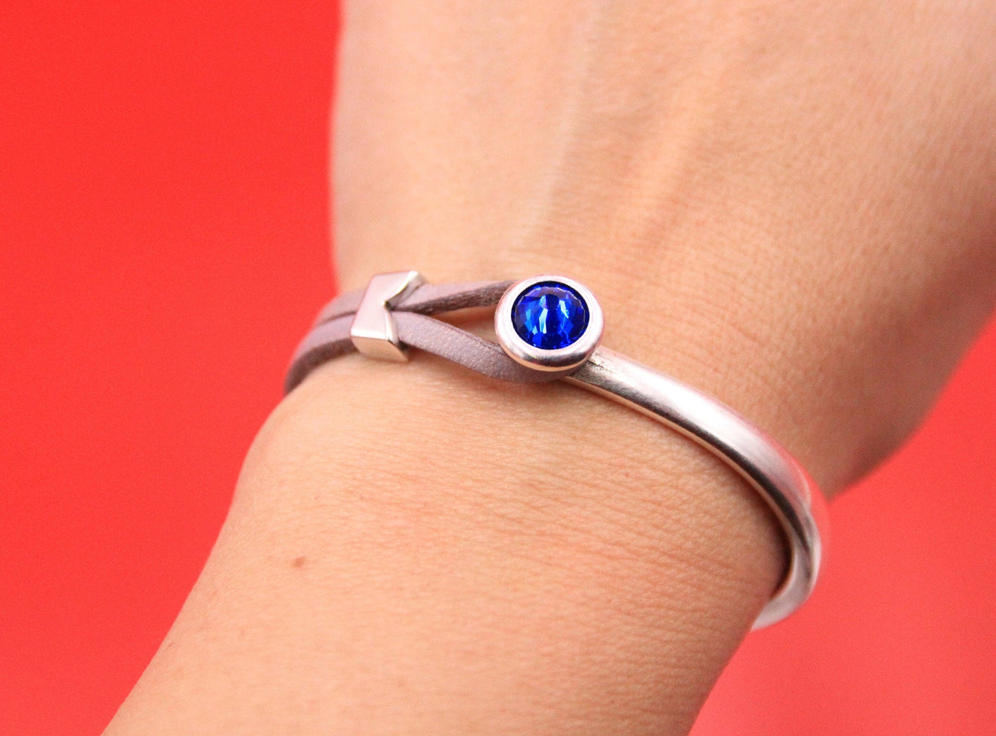 B0101>>MADE in EUROPE zamak half bracelet with Swarovski crystal, flat cord half bracelet with slider, qty1set