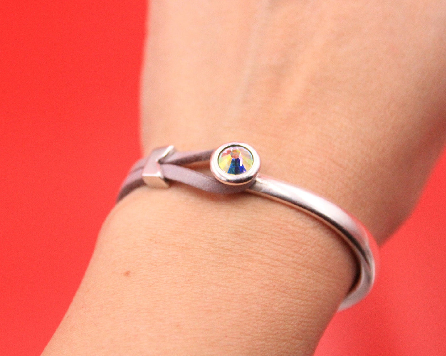 B0101>>MADE in EUROPE zamak half bracelet with Swarovski crystal, flat cord half bracelet with slider, qty1set