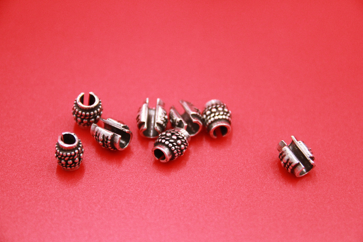 RS0171>>MADE in EUROPE 2 pewter crimp beads, pewter round cord sliders, 4mm cord crimp sliders, 4mm round cord slider beads, Qty2
