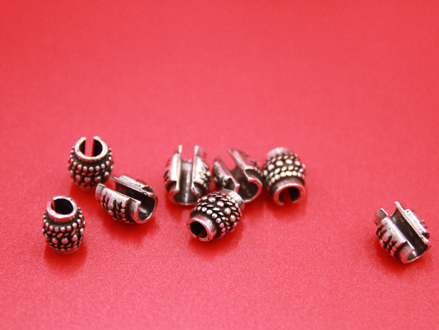 RS0171>>MADE in EUROPE 2 pewter crimp beads, pewter round cord sliders, 4mm cord crimp sliders, 4mm round cord slider beads, Qty2