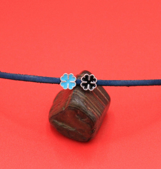 FS0591>>MADE IN EUROPE 4 zamak clover sliders, flat 3mm cord sliders, 3mm flat cord clover sliders, Qty4