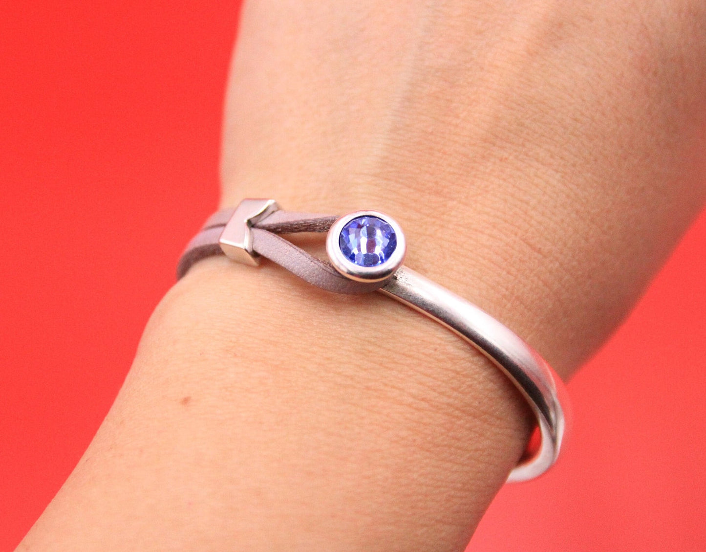 B0101>>MADE in EUROPE zamak half bracelet with Swarovski crystal, flat cord half bracelet with slider, qty1set