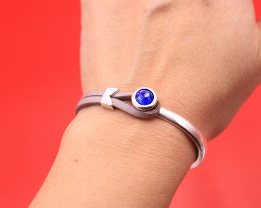 B0101>>MADE in EUROPE zamak half bracelet with Swarovski crystal, flat cord half bracelet with slider, qty1set