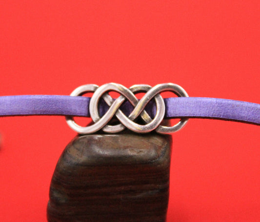 C0164>> MADE in EU infinity connector, 5mm flat slider, zamak connector for 5-6mm leather cord