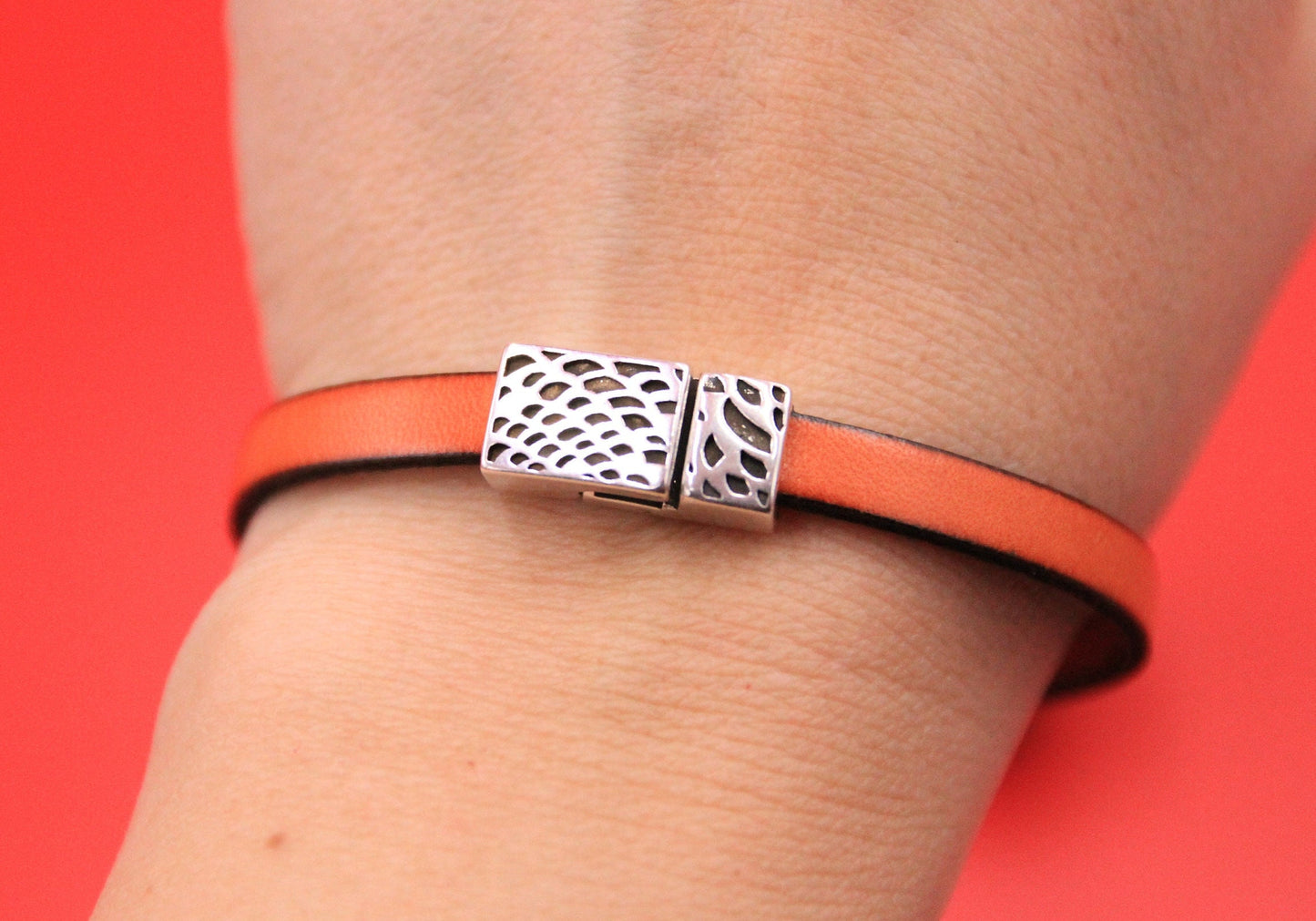 FC0404>> MADE in EUROPE zamak clasp for 6mm leather cord, metal clasp for 6mm cord, 6mm flat clasp