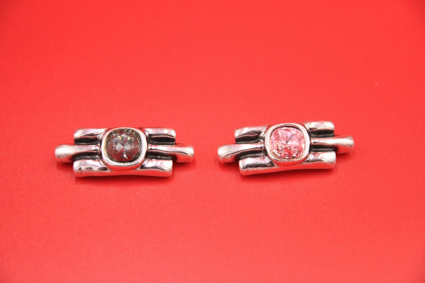 C0165>>MADE in EUROPE zamak connector with Swarovski crystal, Swarovski connector, round cord connector with Swarovski crystal.
