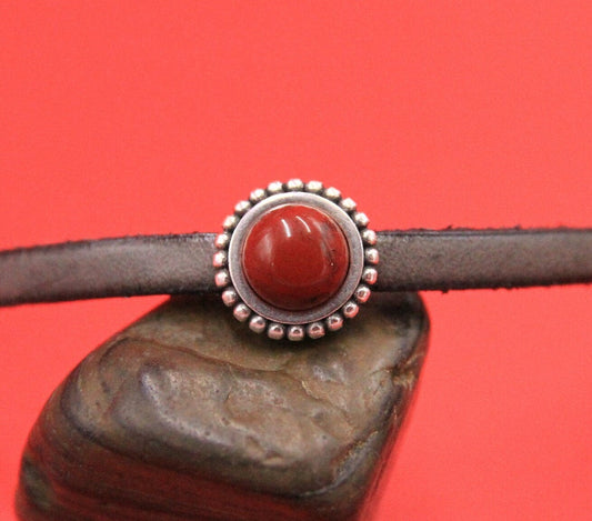 FS0597>>MADE in EUROPE 2 zamak sliders with gemstone cabochon, 5mm flat cord sliders, Qty2