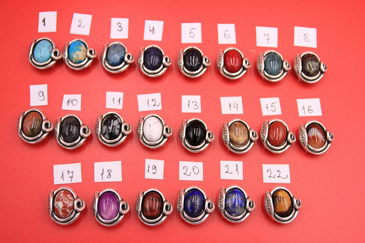 FS0600>>MADE IN EUROPE zamak slider with natural stone cabochon, slider for 13mm flat cord, 13mm cord gemstone slider, Qty1
