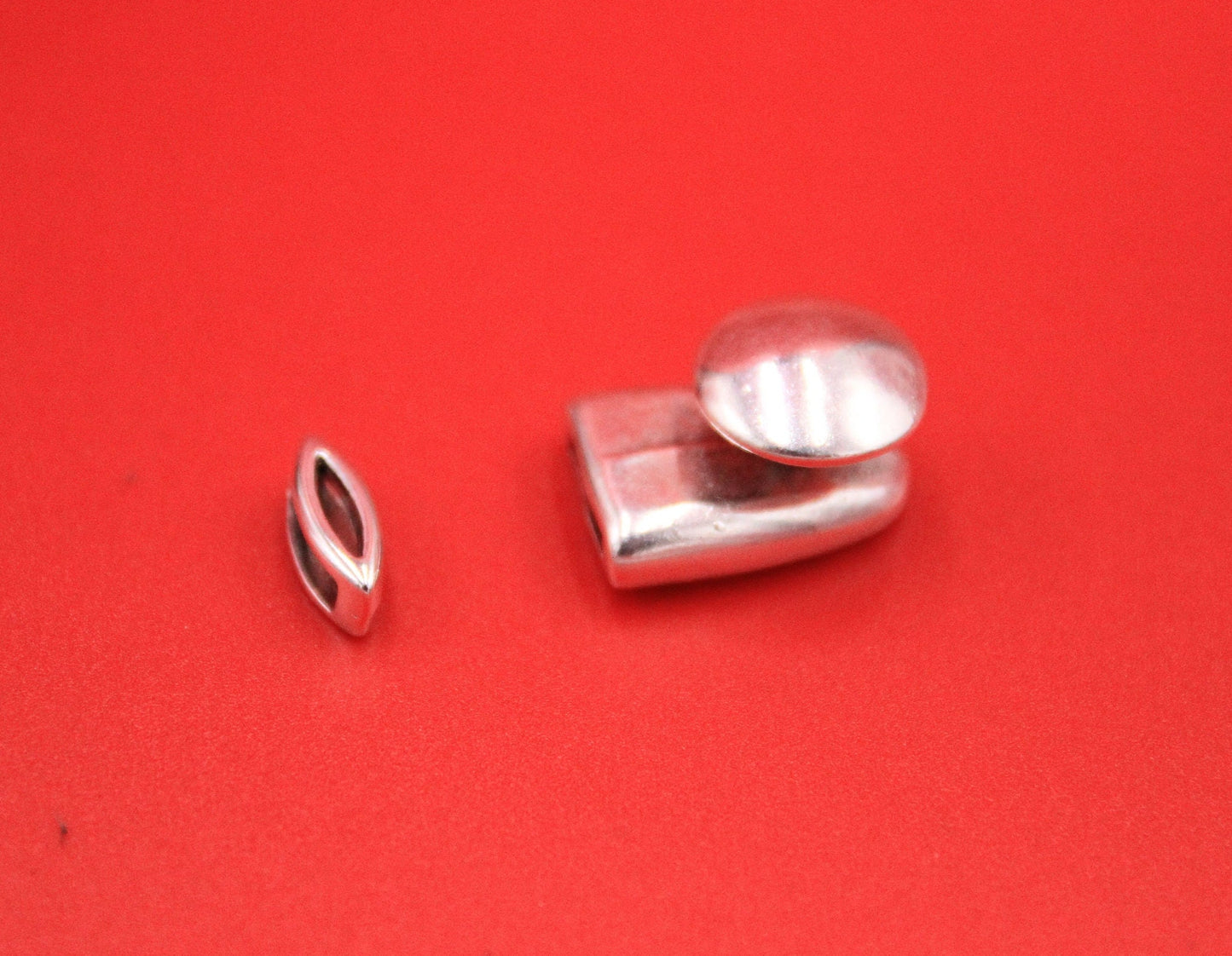 FC0405>>MADE in EUROPE zamak button clasp with slider, double strand 5mm cord clasp, 5mm flat cord clasp,  Qty1set