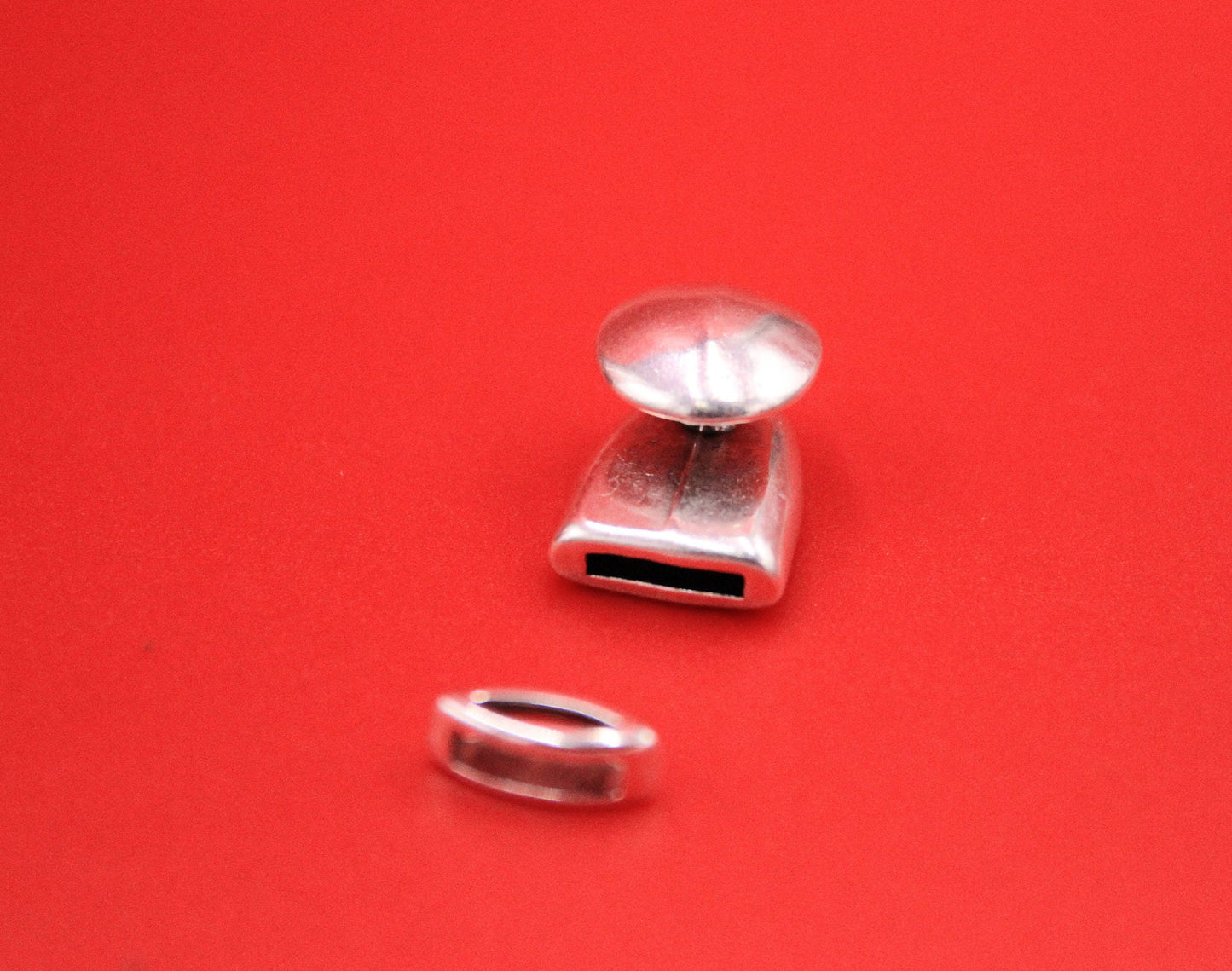 FC0405>>MADE in EUROPE zamak button clasp with slider, double strand 5mm cord clasp, 5mm flat cord clasp,  Qty1set