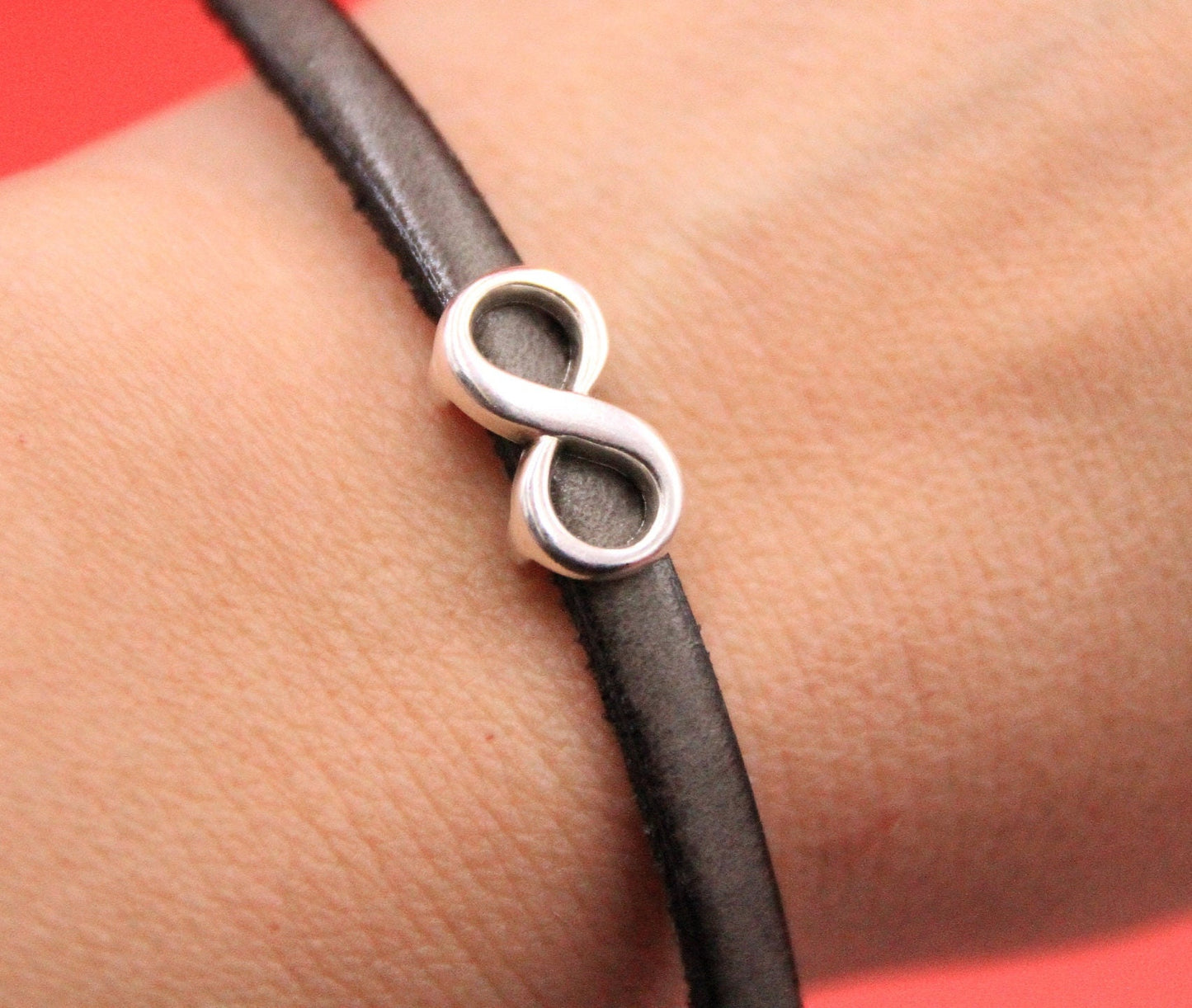 FS0604>>MADE in EUROPE 2 zamak infinity sliders, silver infinity sliders, 5mm flat cord infinity slider qty2