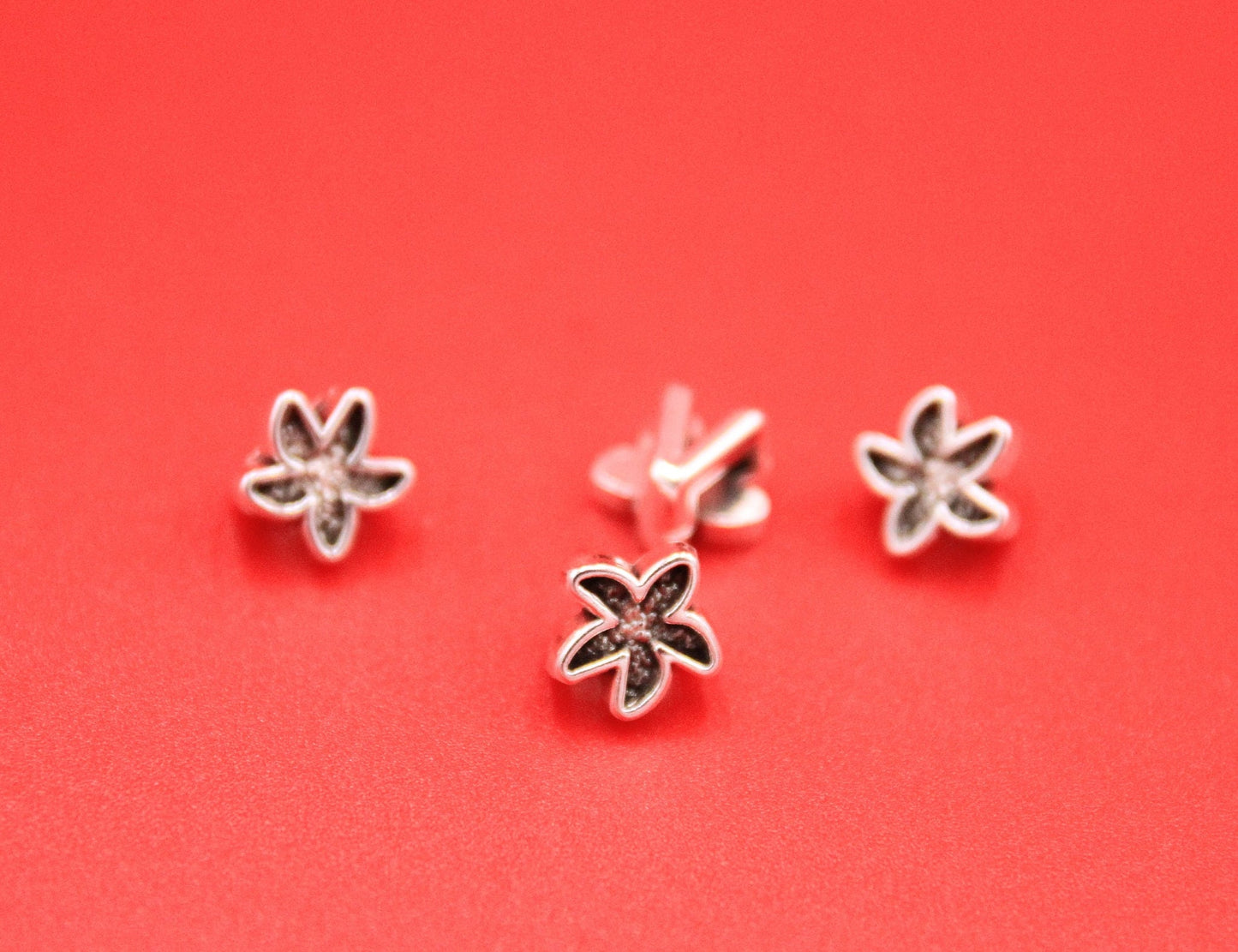 FS0605>>MADE in EUROPE 4 zamak starfish sliders, silver starfish slider, 5mm flat cord sliders Qty4