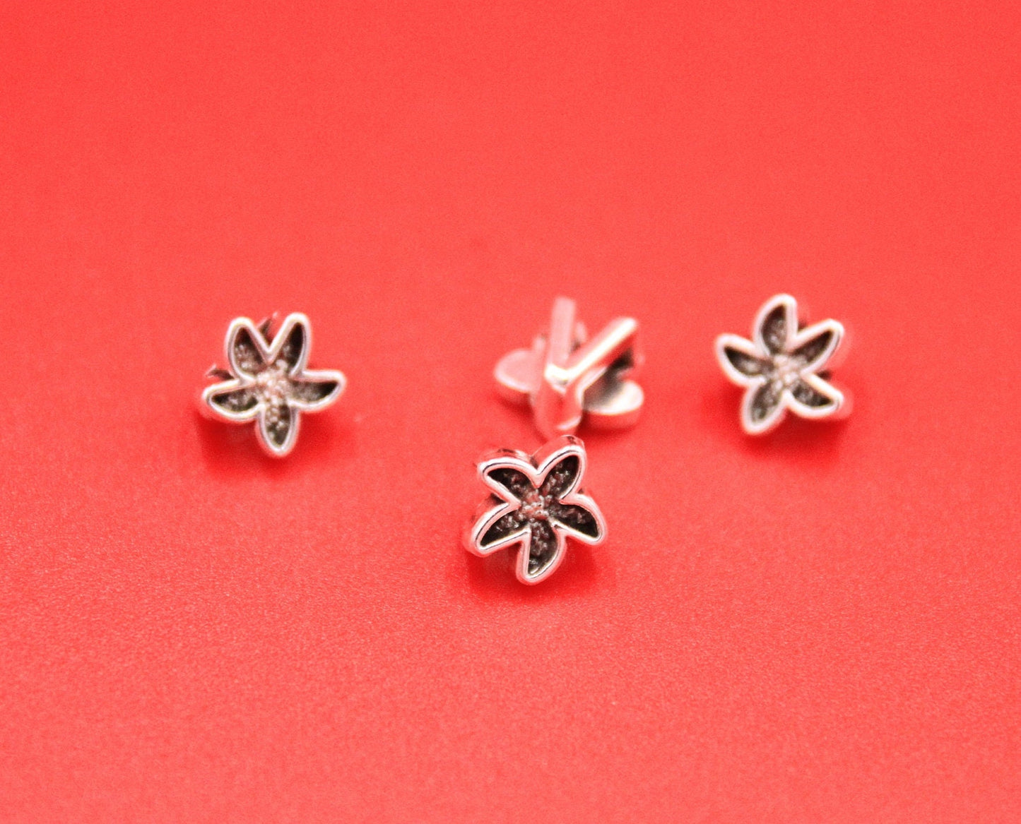 FS0605>>MADE in EUROPE 4 zamak starfish sliders, silver starfish slider, 5mm flat cord sliders Qty4