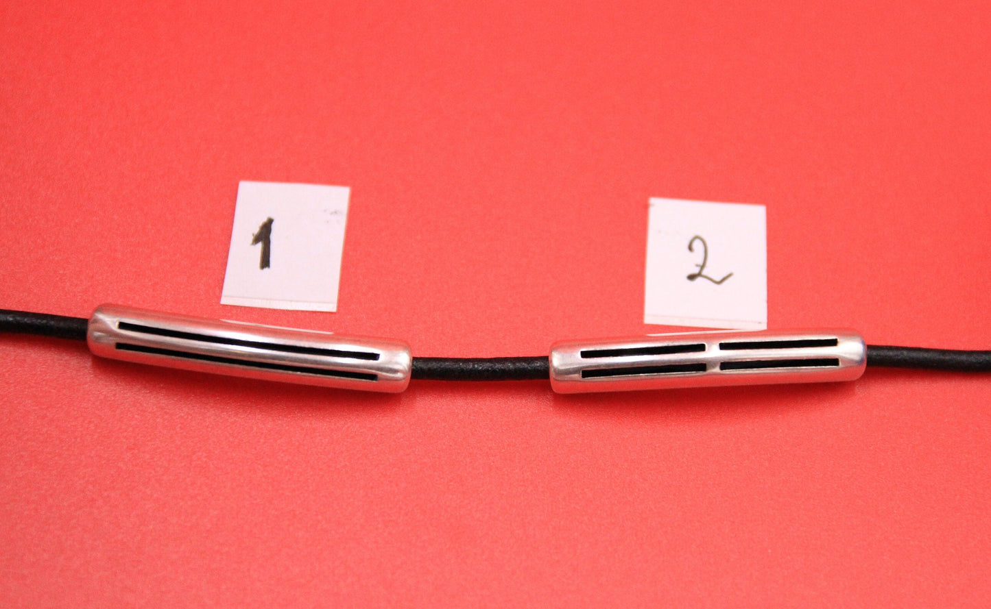 RS0181>>MADE IN EUROPE zamak tube sliders, 3mm round cord sliders, 3mm leather slider Qty1