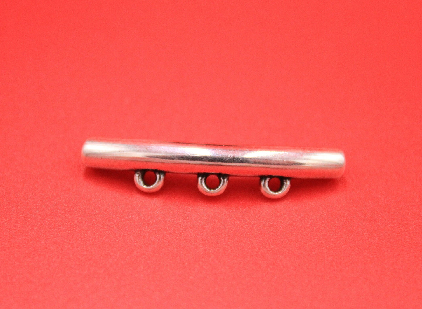 RS0183>> MADE IN EUROPE zamak slider tube with charm holder 3 rings, 2mm round cord slider with charm holders Qty1