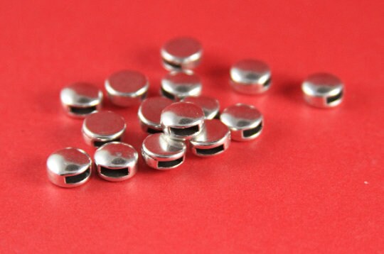 FS0469>>MADE in EUROPE 4 zamak sliders for flat 5mm cord, flat cord slider, zamak round flat  slider (Ablz225) qty4