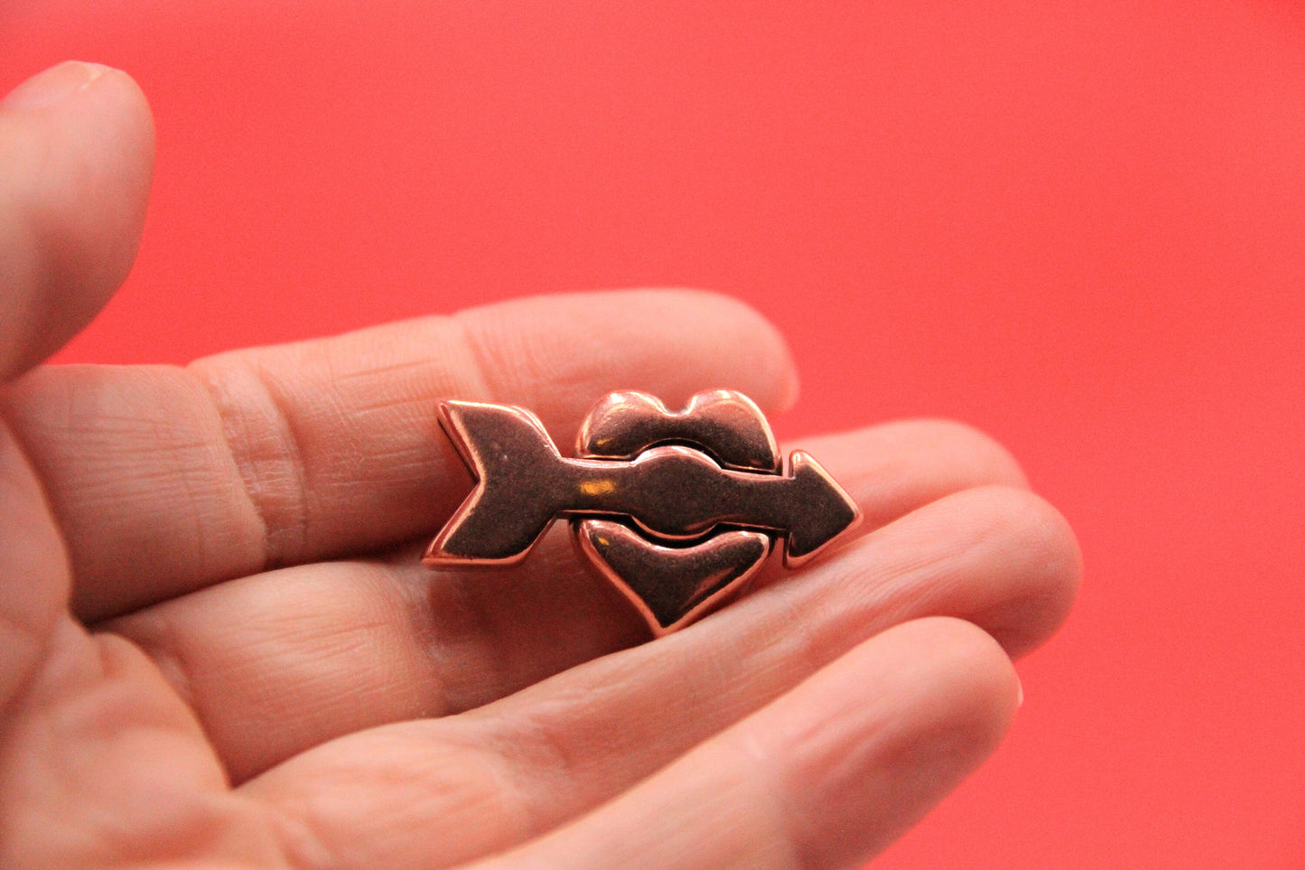 FC0011>>MADE in EUROPE Zamak heart clasp, 10mm zamak clasp for flat leather cord qty1