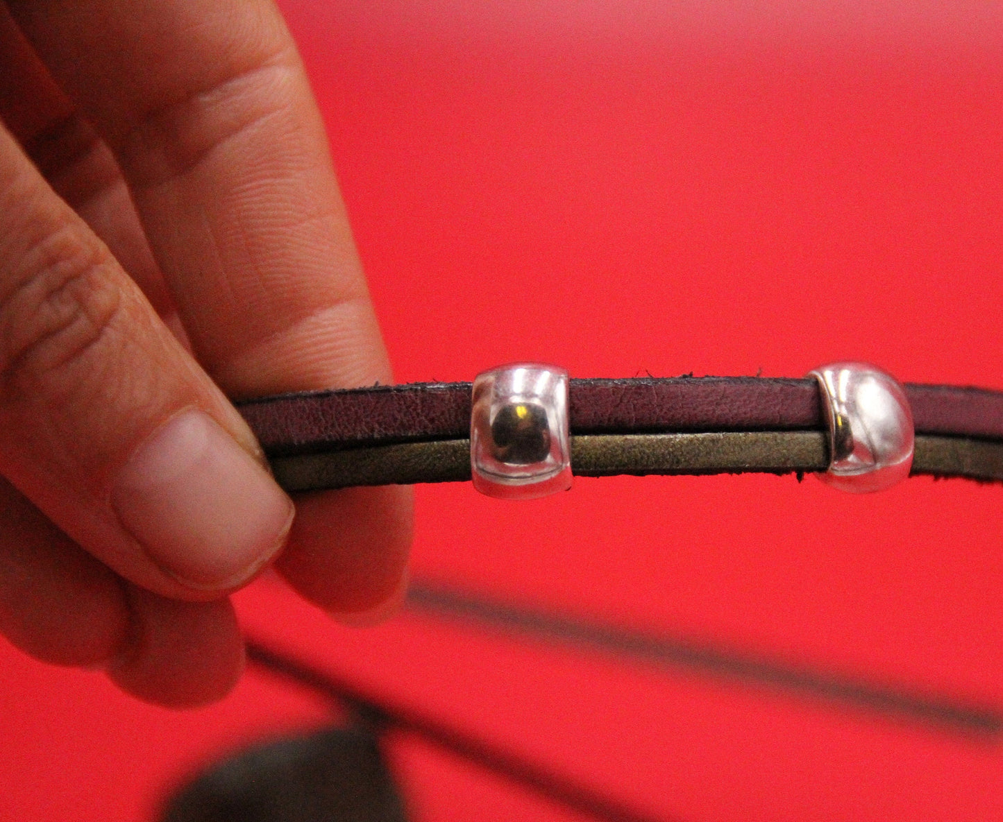 FS0610>> MADE in EUROPE 2 Zamak slider bars, 8mm flat cord slider bars, 8mm leather cord simple sliders, zamak sliders (ABLZ270) Qty2