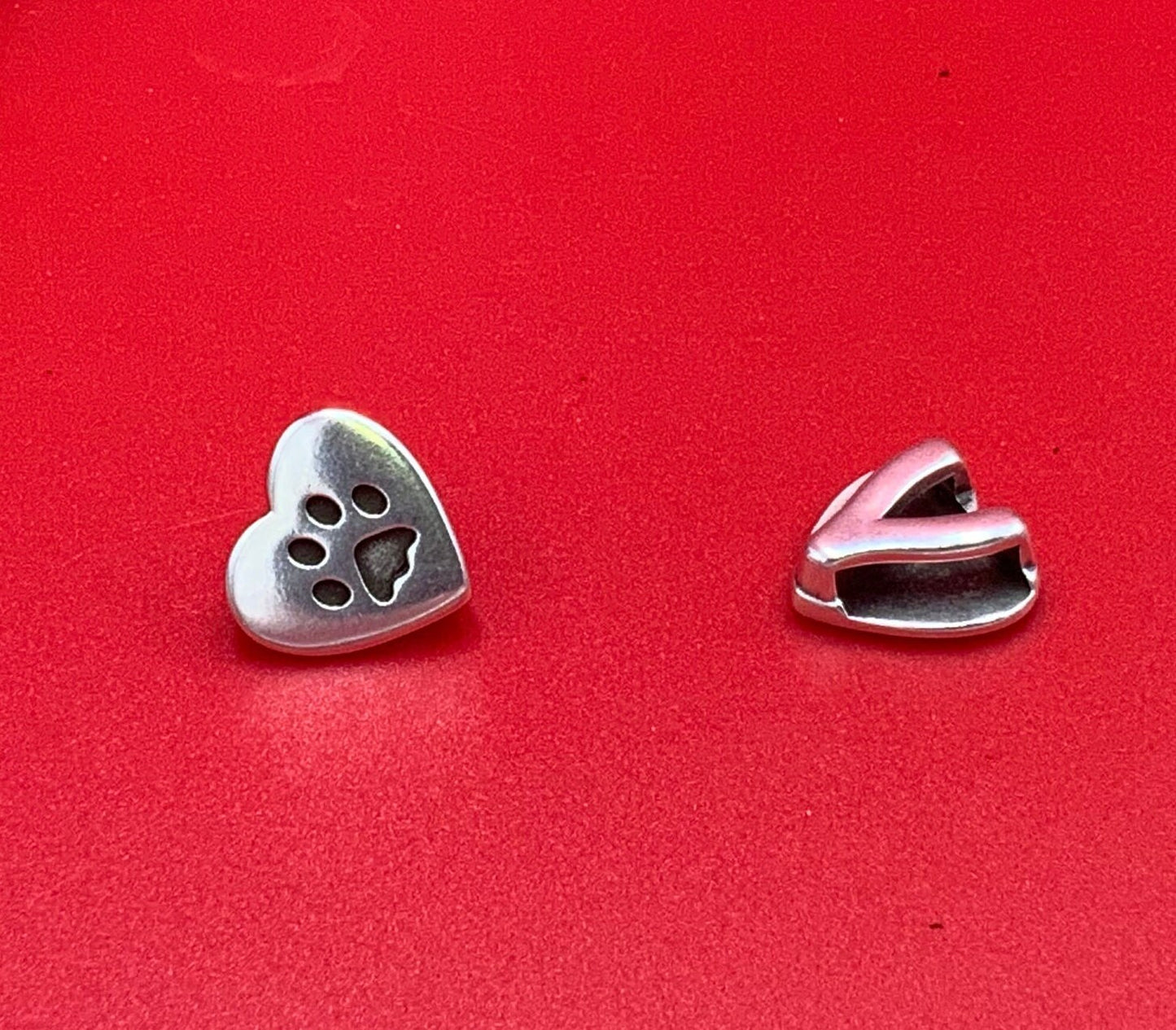 FS0612>>MADE in EUROPE 2 zamak paw print sliders for 10mm flat cord, flat 10mm cord slider, zamak paw sliders, qty2