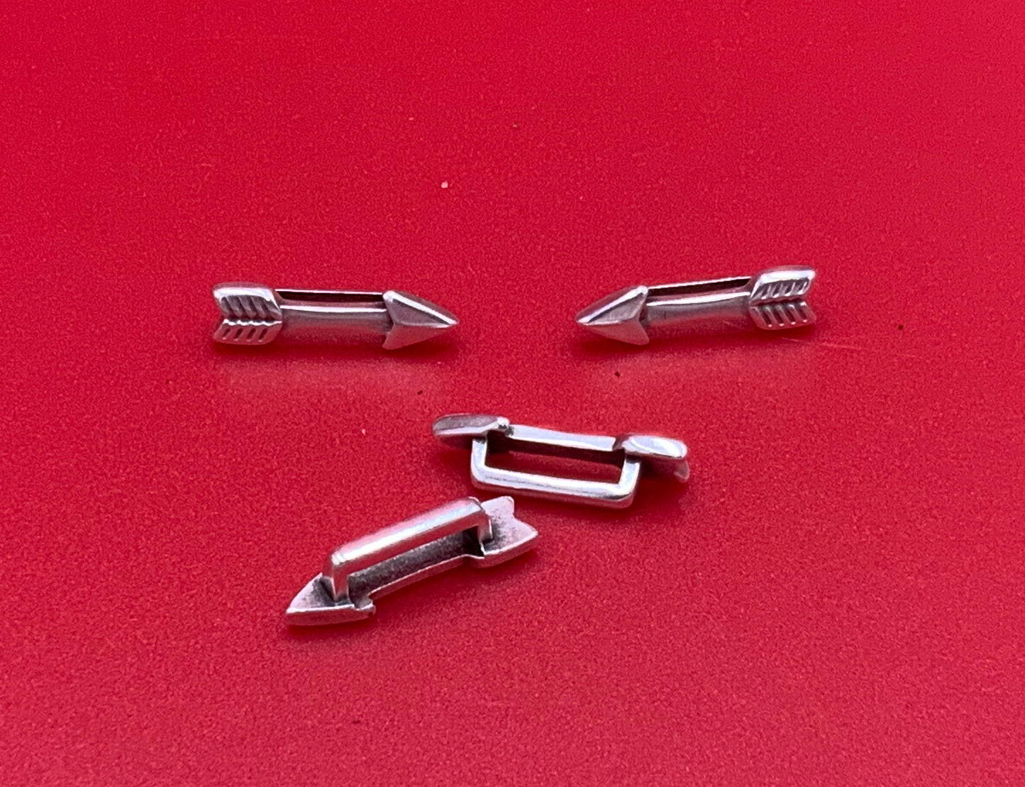 FS0615>> MADE in EUROPE 4 Zamak arrow sliders, 10mm flat cord sliders, 10mm leather cord sliders, zamak sliders , Qty4