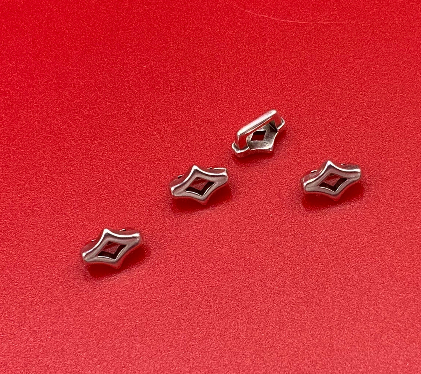 FS0621>>MADE in EUROPE 4 Zamak rhombus sliders for 5mm cord, flat cord sliders, zamak flat cord slider  qty4