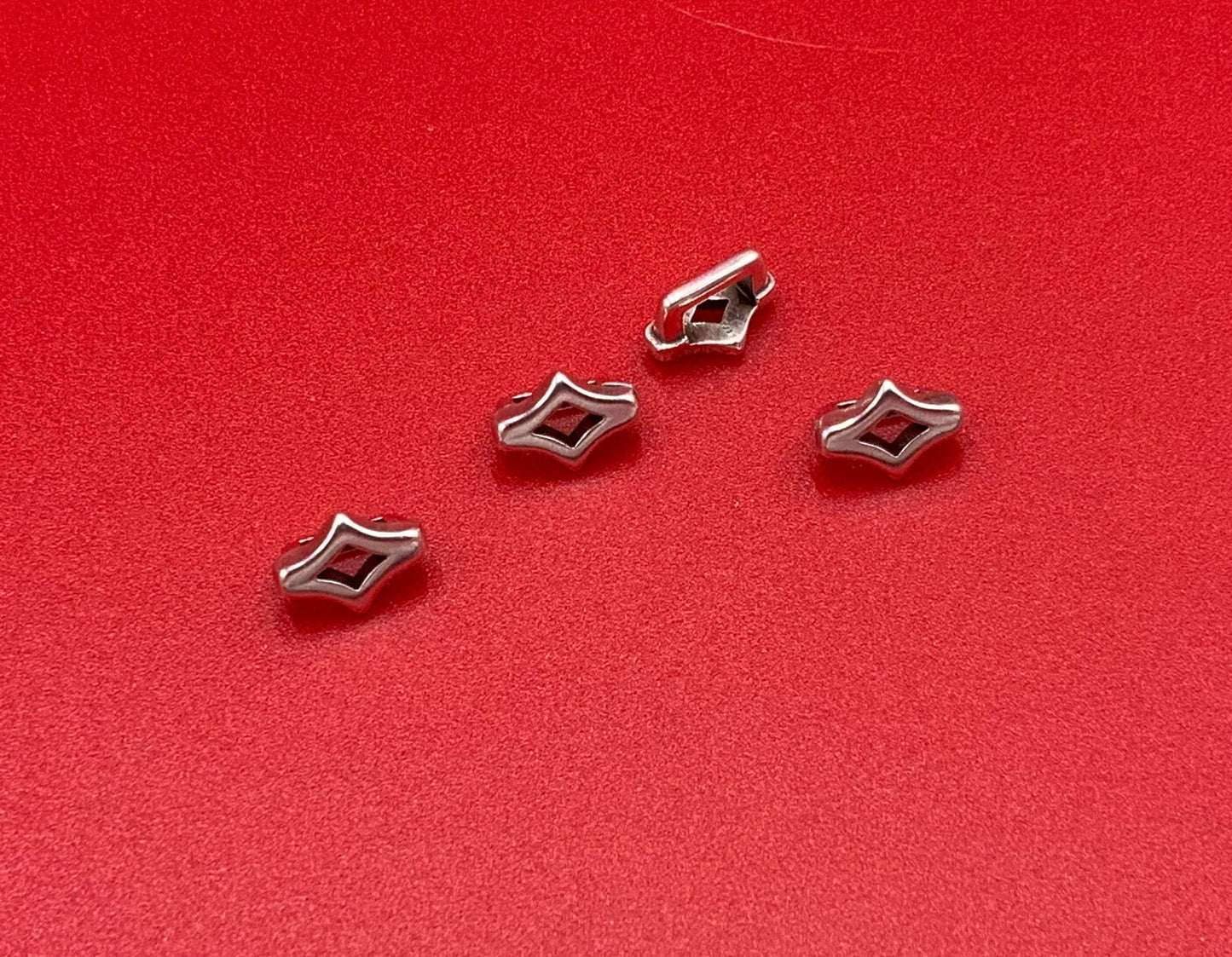 FS0621>>MADE in EUROPE 4 Zamak rhombus sliders for 5mm cord, flat cord sliders, zamak flat cord slider  qty4