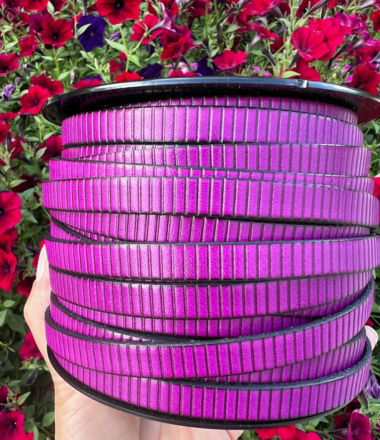 MADE in EUROPE 24" flat leather cord, embossed 10mm leather cord, engraved leather cord (AR270/10/24)