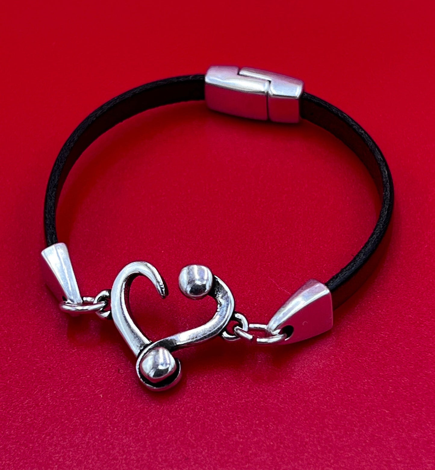 C0175>>MADE in EUROPE zamak heart connector, silver heart connector, bracelet zamak connector,  Qty1
