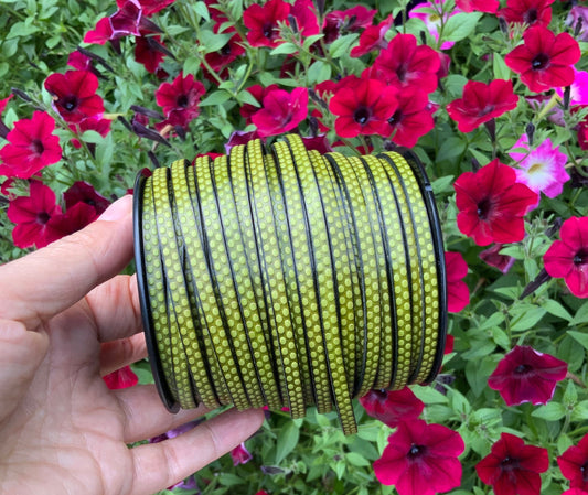 MADE in EUROPE 28'' flat 5mm embossed leather cord, 5mm green leather cord, 5mm embossed leather cord (AR110/05/14)