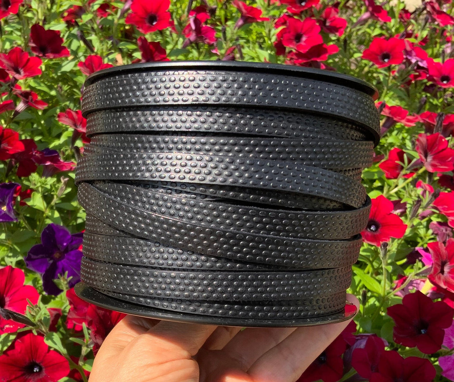 MADE in SPAIN 24" flat leather cord, 10mm flat engraved leather cord for a bracelet, embossed 10mm leather cord (AR110/10/34)
